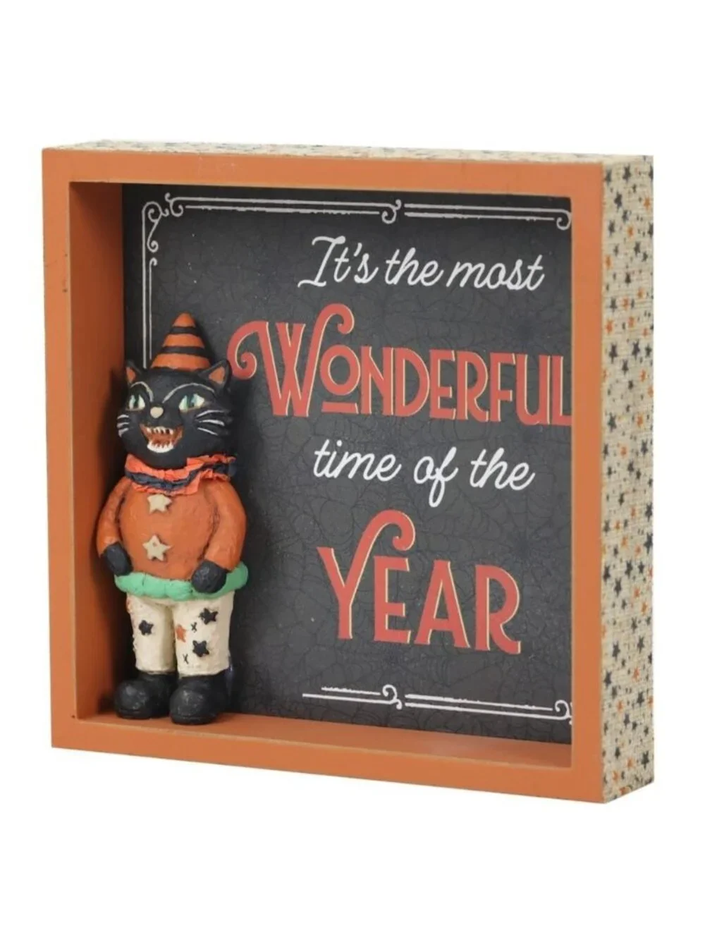 Retro Halloween Black Cat Clown 'Wonderful Time of Year' Decor Ashland Michaels